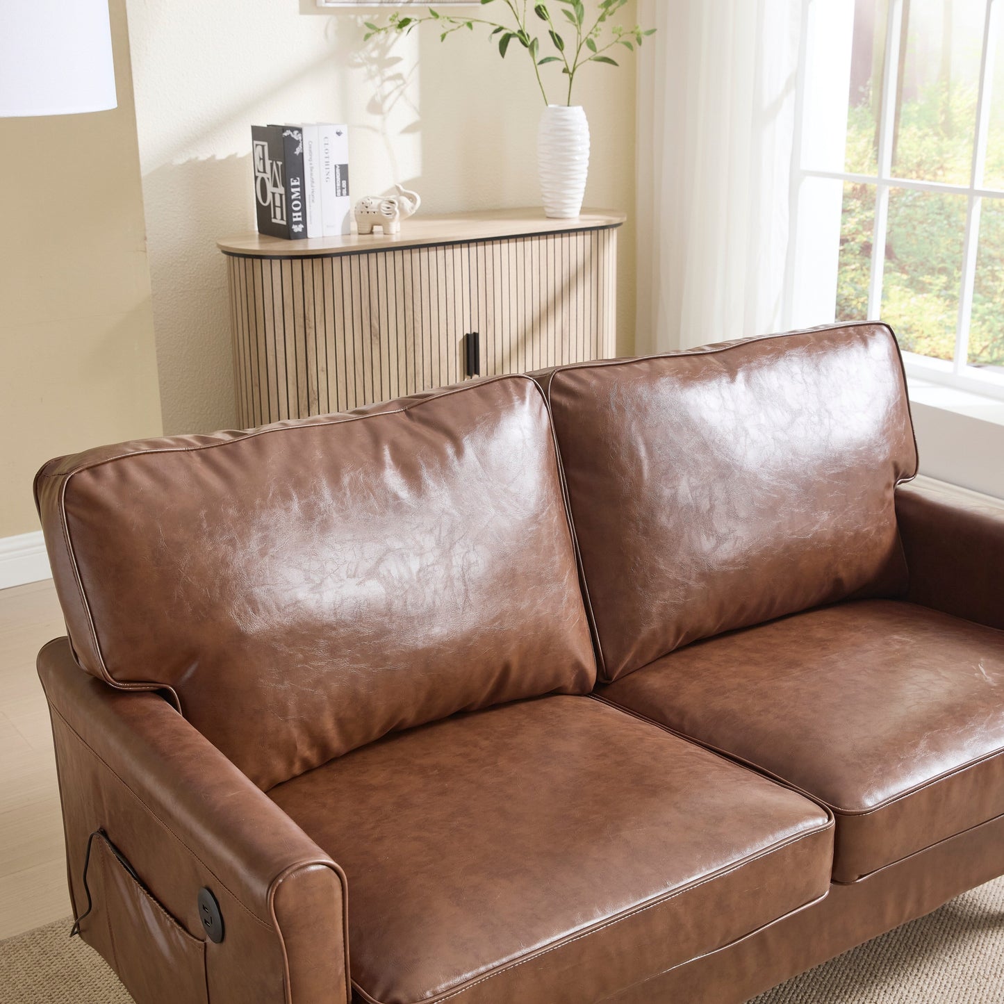 Loveseat Sofa, 2 Seater Sofa Couches for Living Room, Small Couch with USB & Removable Pillow Cover