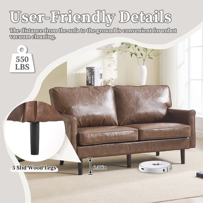 Loveseat Sofa, 2 Seater Sofa Couches for Living Room, Small Couch with USB & Removable Pillow Cover