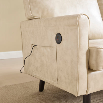 Loveseat Sofa, 2 Seater Sofa Couches for Living Room, Small Couch with USB & Removable Pillow Cover