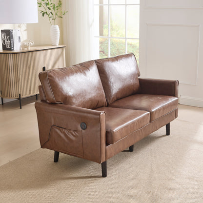 Loveseat Sofa, 2 Seater Sofa Couches for Living Room, Small Couch with USB & Removable Pillow Cover