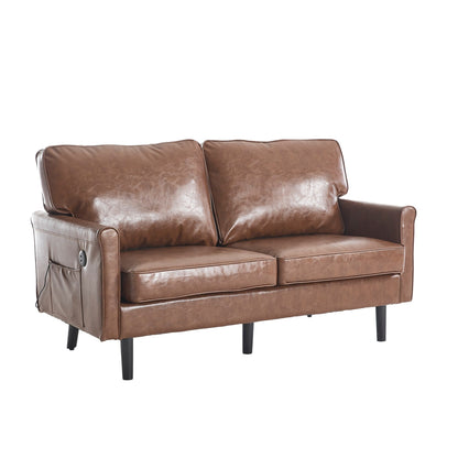 Loveseat Sofa, 2 Seater Sofa Couches for Living Room, Small Couch with USB & Removable Pillow Cover