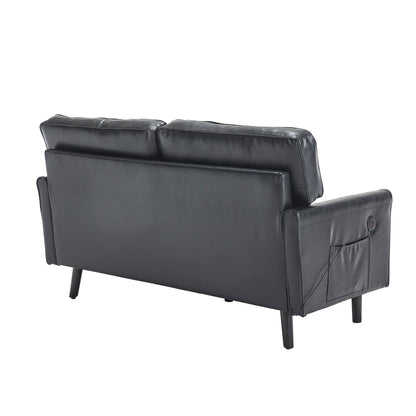 Loveseat Sofa, 2 Seater Sofa Couches for Living Room, Small Couch with USB & Removable Pillow Cover