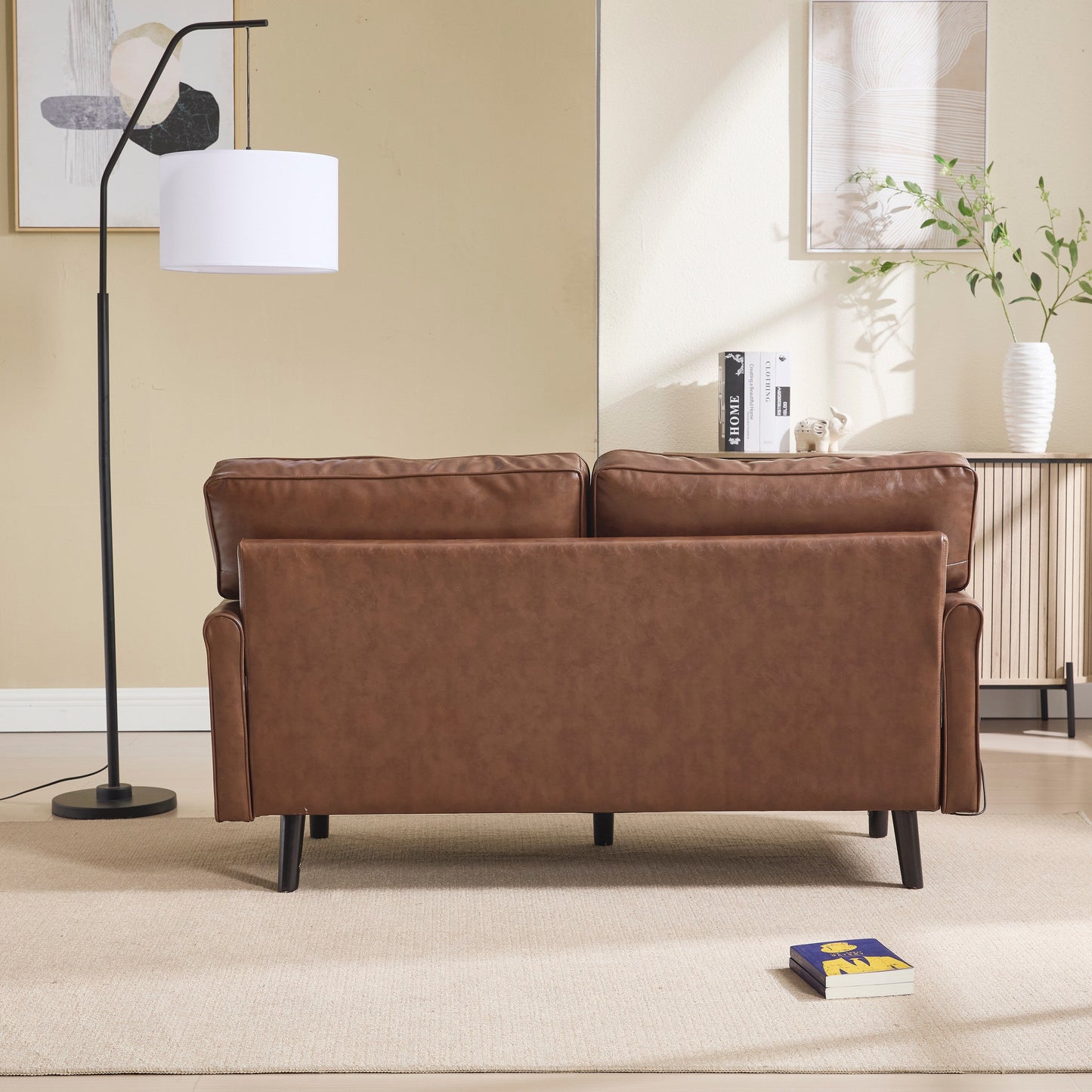 Loveseat Sofa, 2 Seater Sofa Couches for Living Room, Small Couch with USB & Removable Pillow Cover