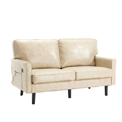 Loveseat Sofa, 2 Seater Sofa Couches for Living Room, Small Couch with USB & Removable Pillow Cover