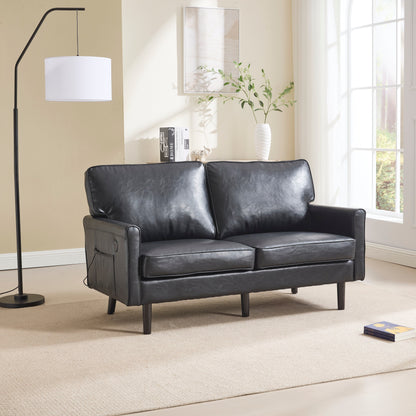Loveseat Sofa, 2 Seater Sofa Couches for Living Room, Small Couch with USB & Removable Pillow Cover