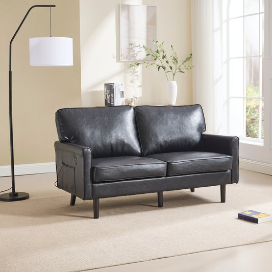 Loveseat Sofa, 2 Seater Sofa Couches for Living Room, Small Couch with USB & Removable Pillow Cover