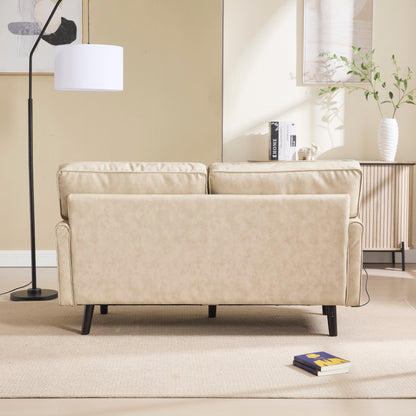 Loveseat Sofa, 2 Seater Sofa Couches for Living Room, Small Couch with USB & Removable Pillow Cover