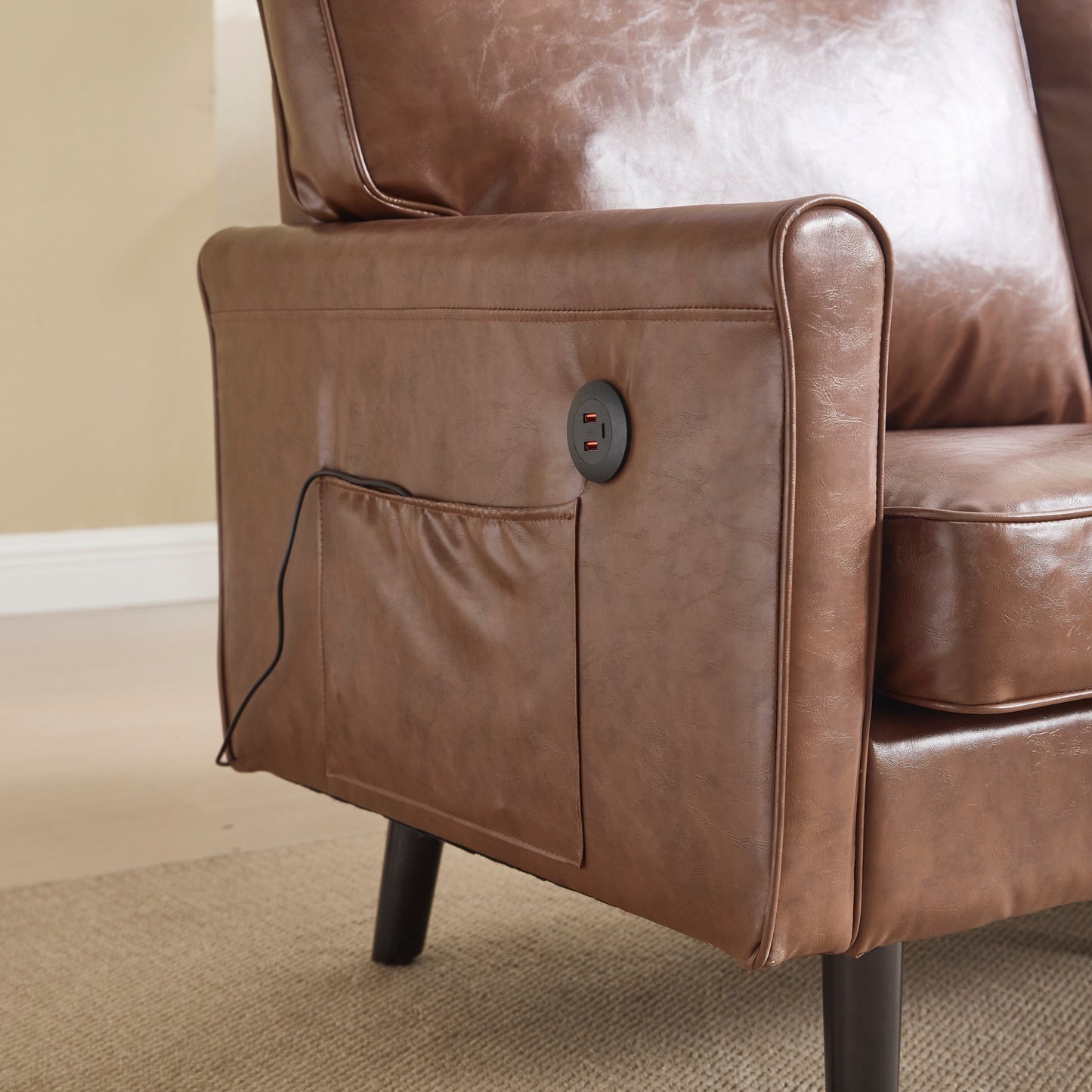 Loveseat Sofa, 2 Seater Sofa Couches for Living Room, Small Couch with USB & Removable Pillow Cover