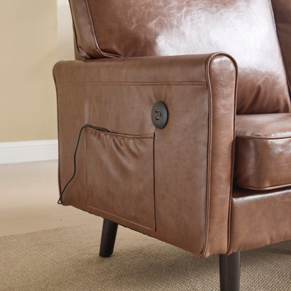 Loveseat Sofa, 2 Seater Sofa Couches for Living Room, Small Couch with USB & Removable Pillow Cover