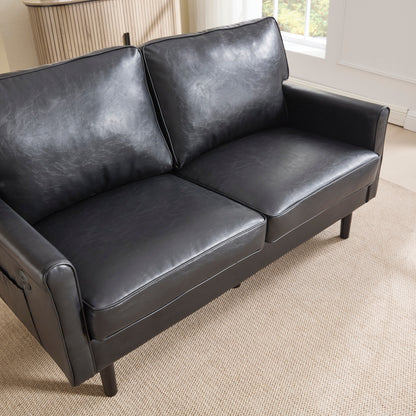 Loveseat Sofa, 2 Seater Sofa Couches for Living Room, Small Couch with USB & Removable Pillow Cover