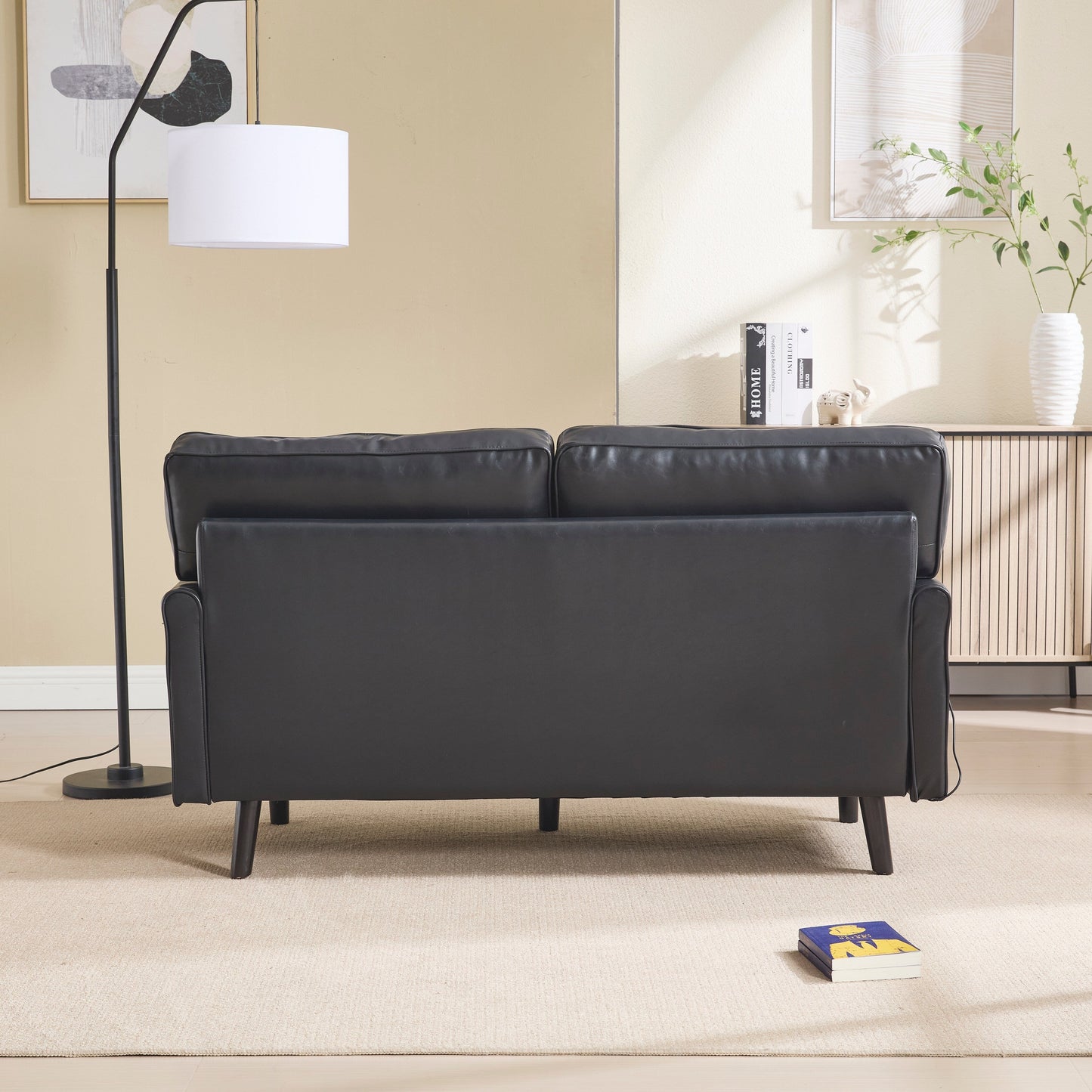 Loveseat Sofa, 2 Seater Sofa Couches for Living Room, Small Couch with USB & Removable Pillow Cover