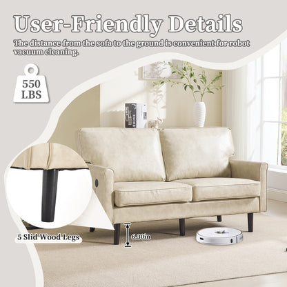 Loveseat Sofa, 2 Seater Sofa Couches for Living Room, Small Couch with USB & Removable Pillow Cover