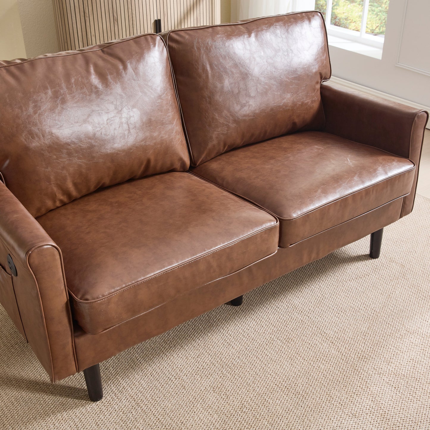 Loveseat Sofa, 2 Seater Sofa Couches for Living Room, Small Couch with USB & Removable Pillow Cover
