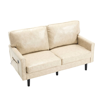Loveseat Sofa, 2 Seater Sofa Couches for Living Room, Small Couch with USB & Removable Pillow Cover