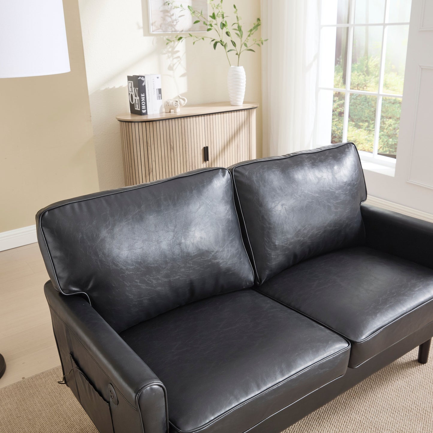 Loveseat Sofa, 2 Seater Sofa Couches for Living Room, Small Couch with USB & Removable Pillow Cover