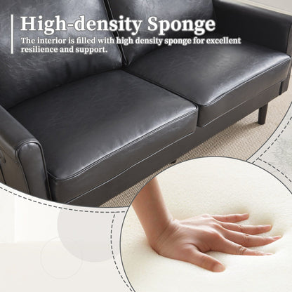 Loveseat Sofa, 2 Seater Sofa Couches for Living Room, Small Couch with USB & Removable Pillow Cover