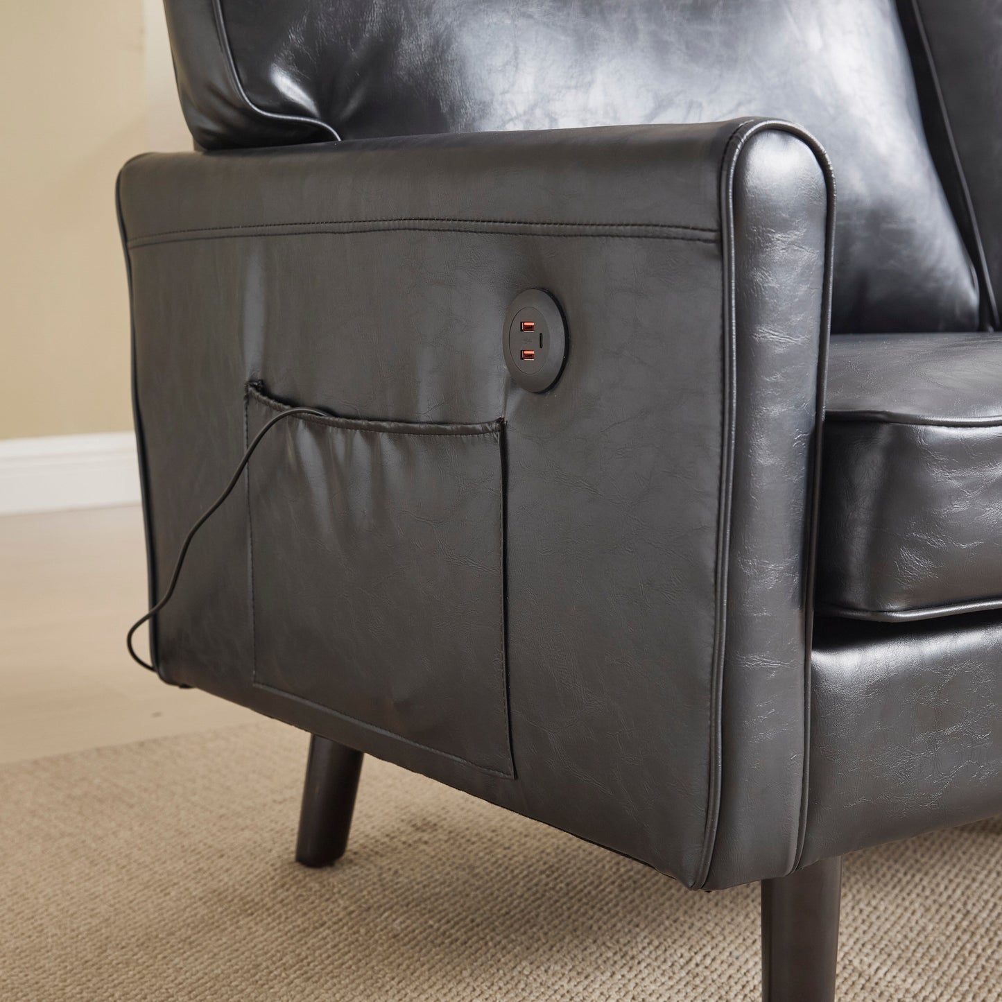 Loveseat Sofa, 2 Seater Sofa Couches for Living Room, Small Couch with USB & Removable Pillow Cover