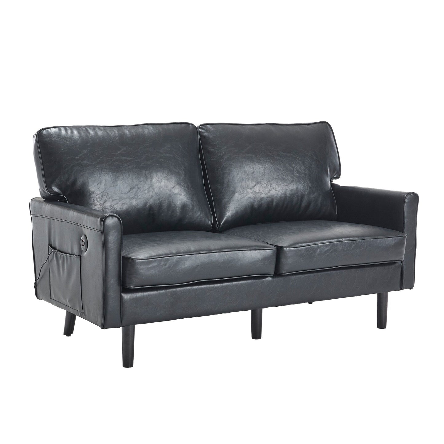 Loveseat Sofa, 2 Seater Sofa Couches for Living Room, Small Couch with USB & Removable Pillow Cover