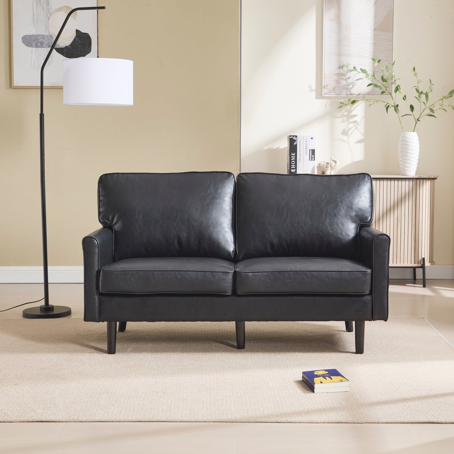 Loveseat Sofa, 2 Seater Sofa Couches for Living Room, Small Couch with USB & Removable Pillow Cover