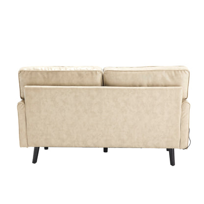 Loveseat Sofa, 2 Seater Sofa Couches for Living Room, Small Couch with USB & Removable Pillow Cover