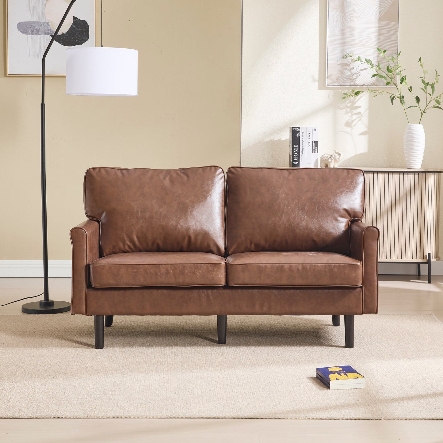 Loveseat Sofa, 2 Seater Sofa Couches for Living Room, Small Couch with USB & Removable Pillow Cover