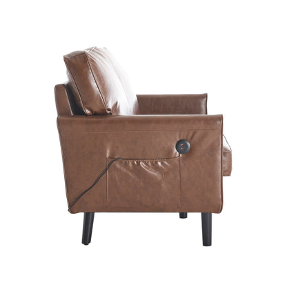 Loveseat Sofa, 2 Seater Sofa Couches for Living Room, Small Couch with USB & Removable Pillow Cover