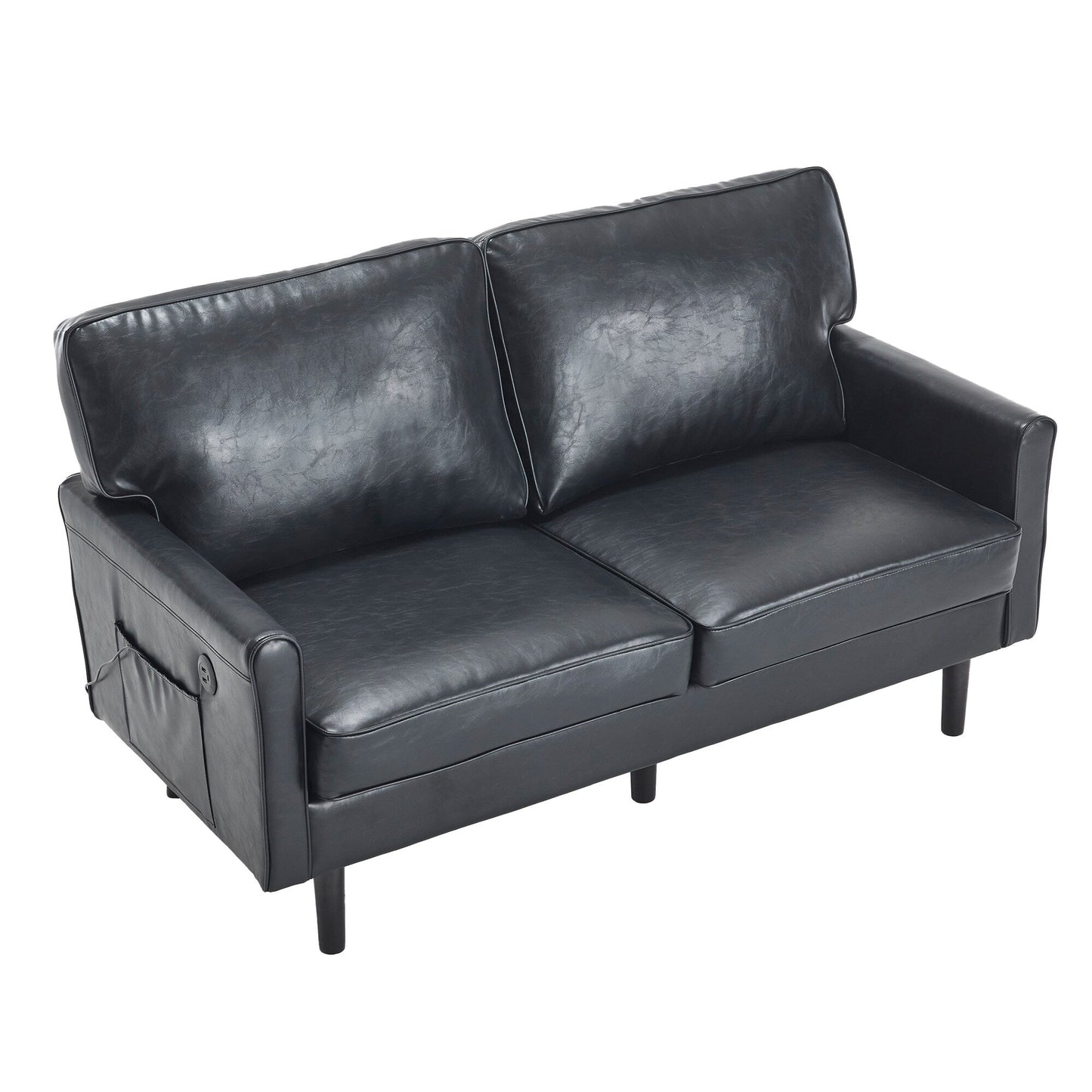 Loveseat Sofa, 2 Seater Sofa Couches for Living Room, Small Couch with USB & Removable Pillow Cover