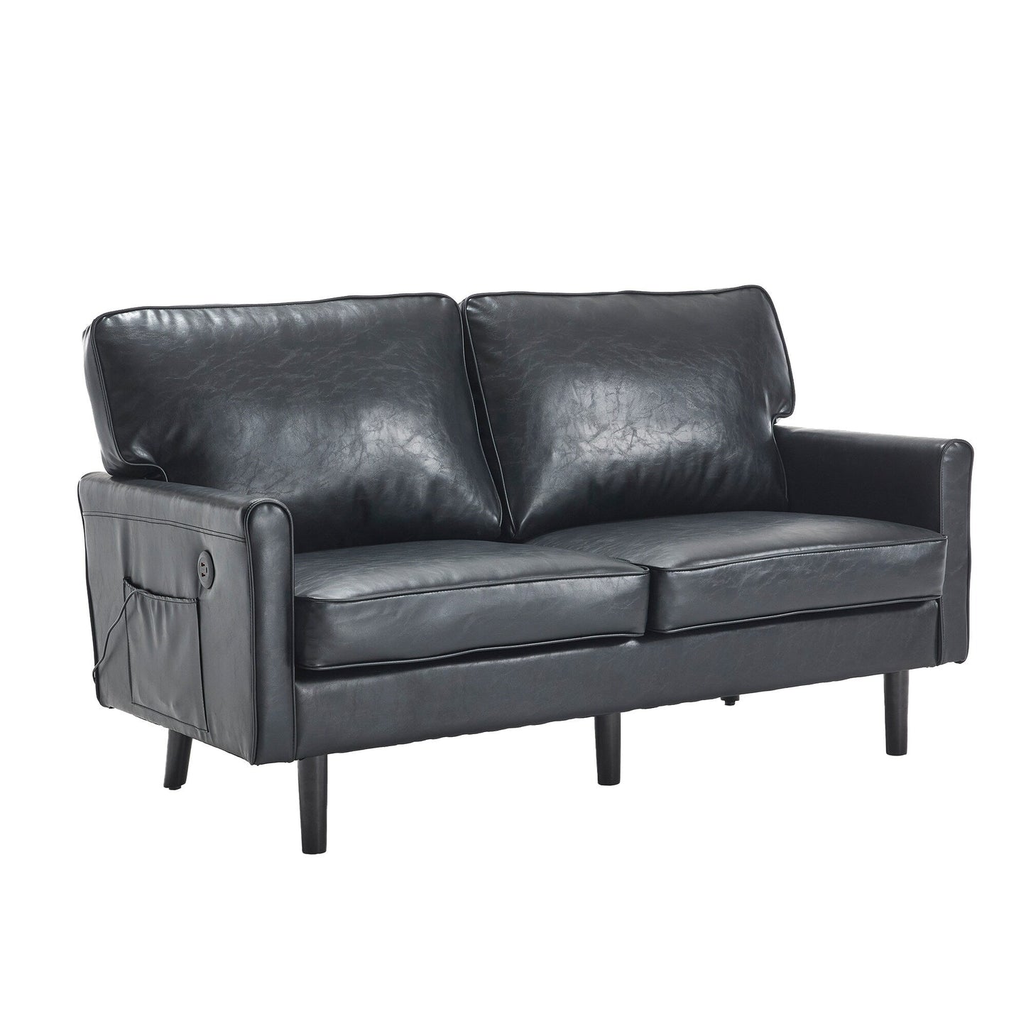 Loveseat Sofa, 2 Seater Sofa Couches for Living Room, Small Couch with USB & Removable Pillow Cover