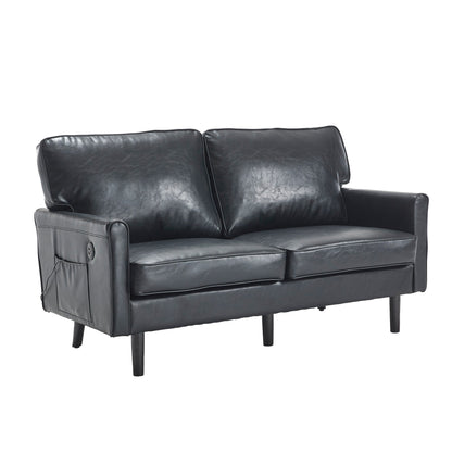 Loveseat Sofa, 2 Seater Sofa Couches for Living Room, Small Couch with USB & Removable Pillow Cover