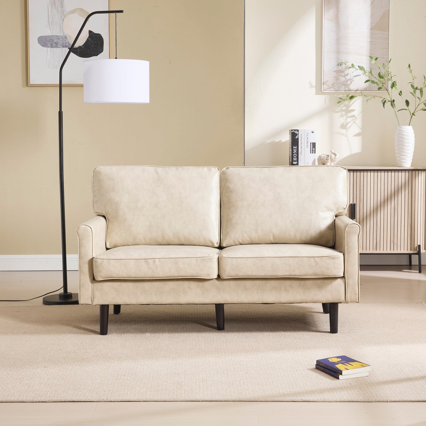 Loveseat Sofa, 2 Seater Sofa Couches for Living Room, Small Couch with USB & Removable Pillow Cover