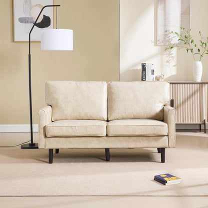 Loveseat Sofa, 2 Seater Sofa Couches for Living Room, Small Couch with USB & Removable Pillow Cover
