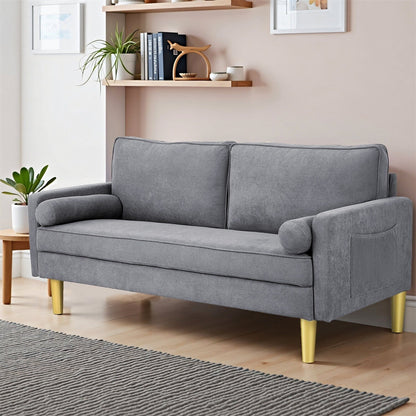 Loveseat Sofa, Fabric Couch Small Couch Love Seat Sofa with Side Pockets for Living Room, Bedroom, Office, Apartment,Small Space