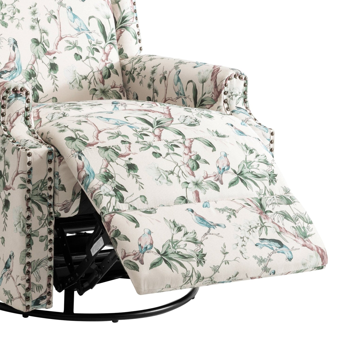 29'' W Pattern Floral Swivel Manual Push Back Recliner Glider Chair