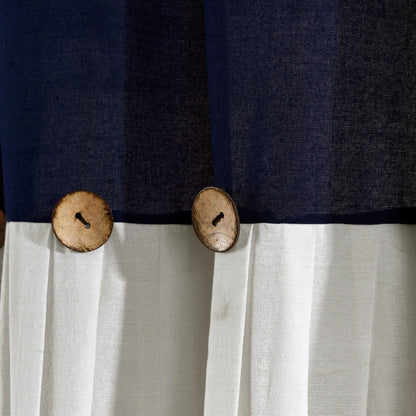 Lush Decor Two-tone Linen Button Shower Curtain