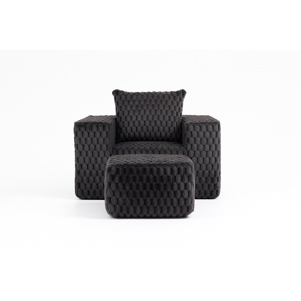 Luxurious Corduroy Fabric Lingge corduroy compression sofa with Ottoman