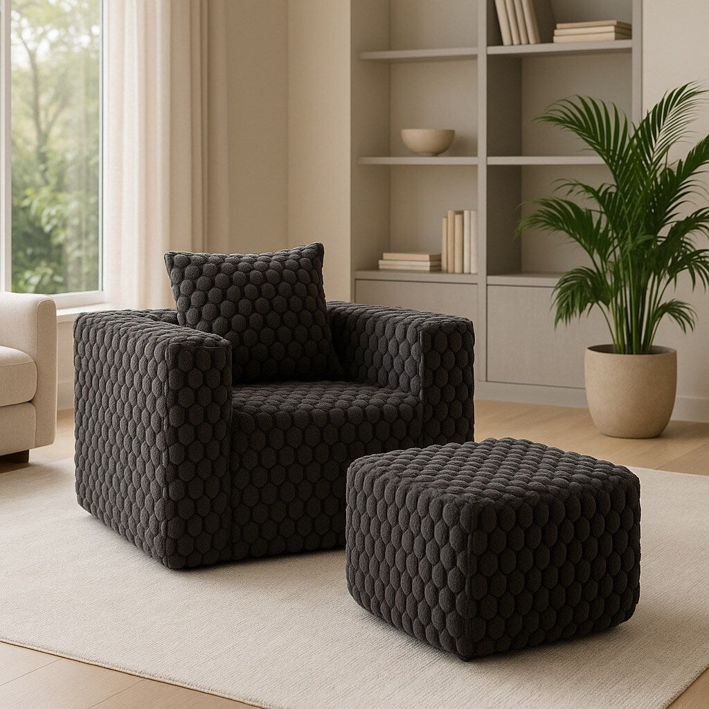 Luxurious Corduroy Fabric Lingge corduroy compression sofa with Ottoman