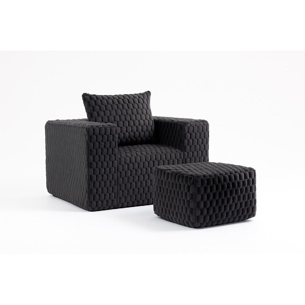 Luxurious Corduroy Fabric Lingge corduroy compression sofa with Ottoman