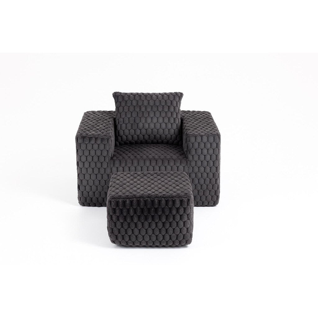 Luxurious Corduroy Fabric Lingge corduroy compression sofa with Ottoman
