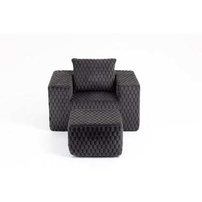 Luxurious Corduroy Fabric Lingge corduroy compression sofa with Ottoman