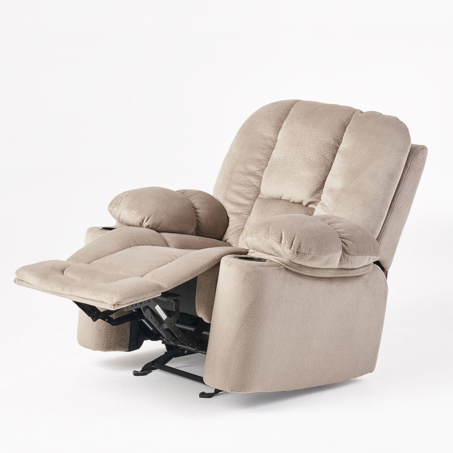 Luxurious Manual Recliner Chair in Coffee, Skin-Friendly Fabric, Dual Cup Holders