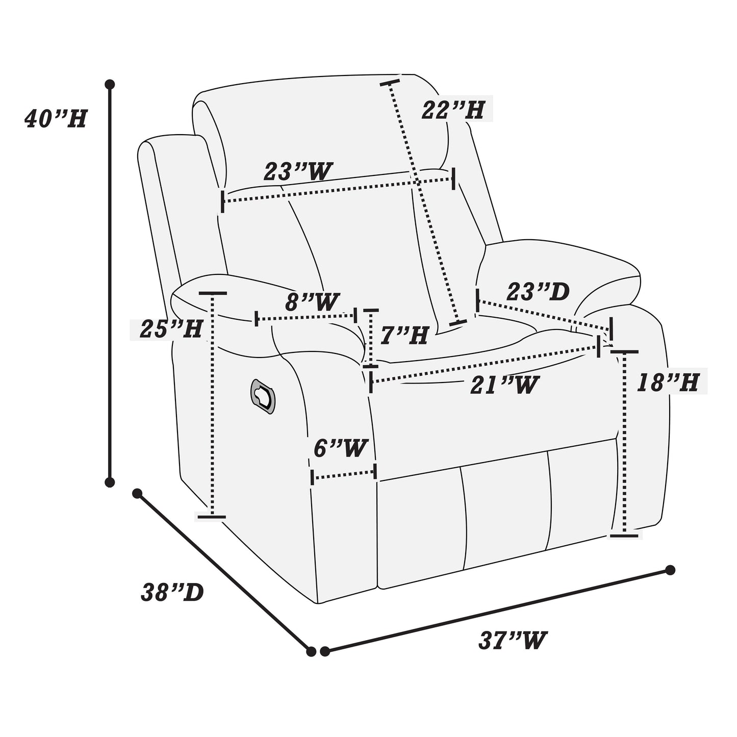 Luxurious Single Recliner with Plush Gel Leatherette Upholstery and Manual Reclining Feature