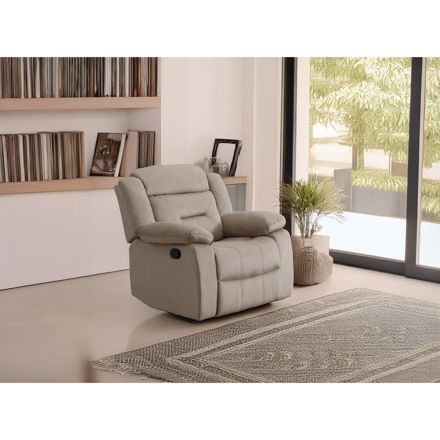 Luxurious Velvet Single Recliner with Plush Arm Pillows and Cushioned Headrest for Ultimate Relaxation