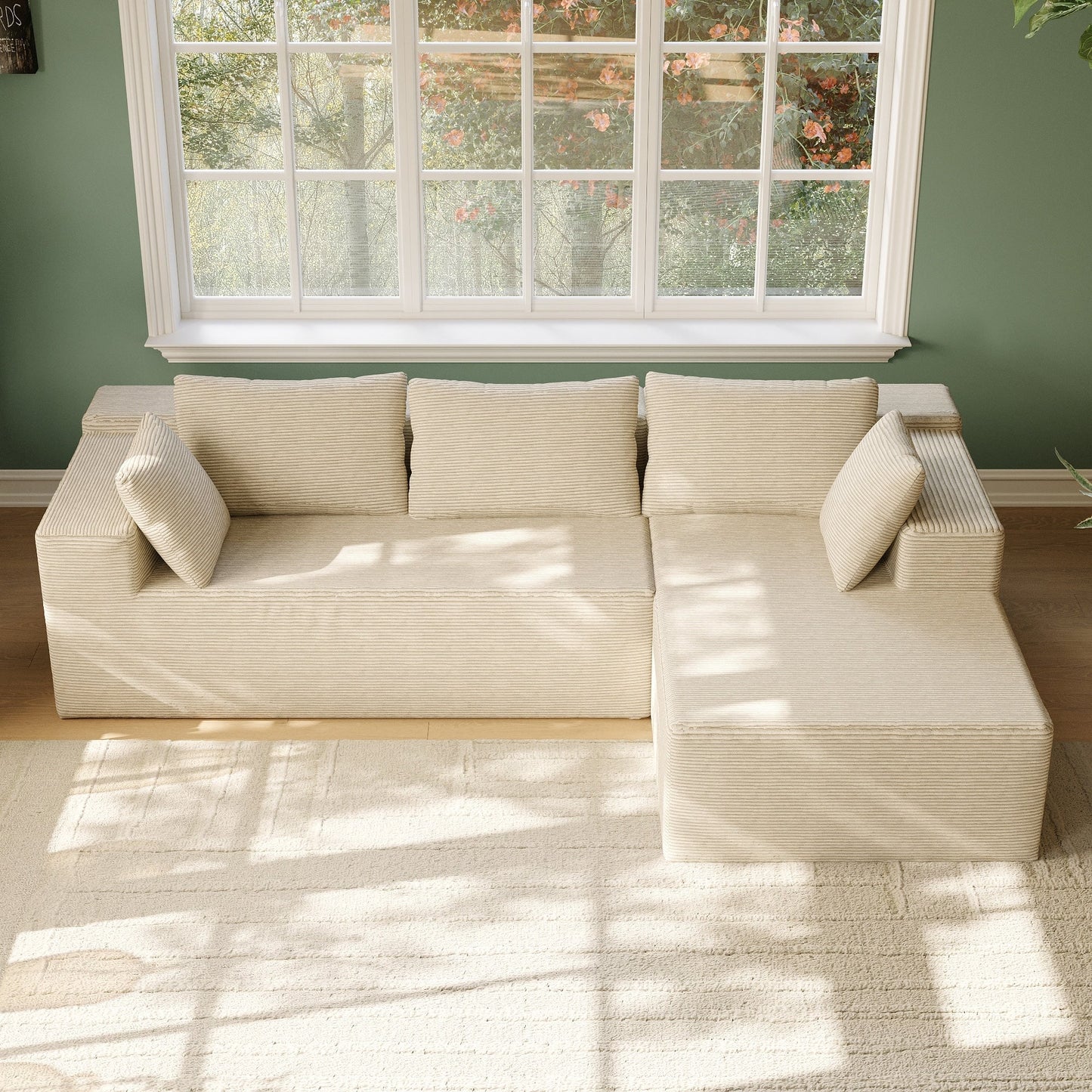 Luxurious and Comfortable Cream - colored Sectional Sofa