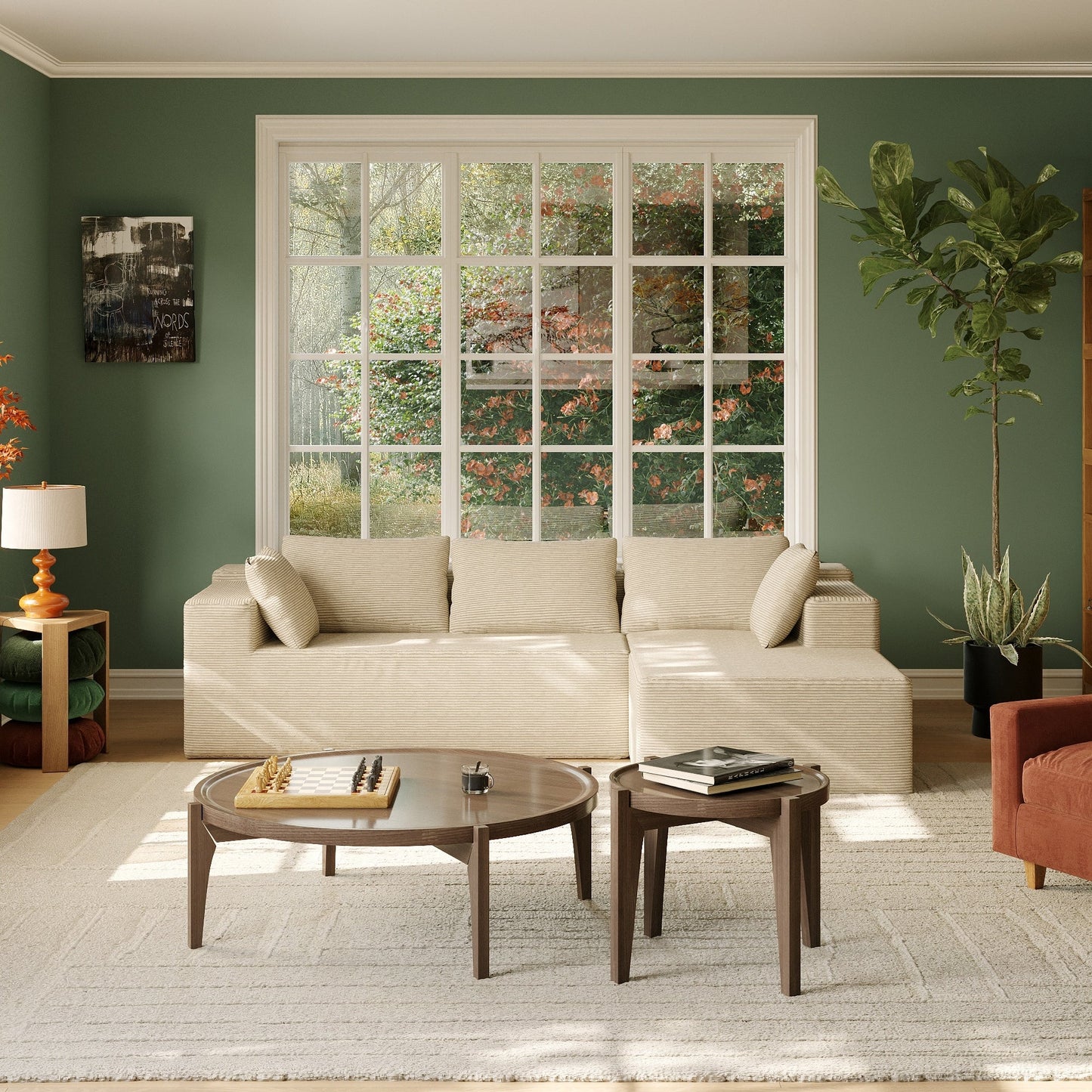 Luxurious and Comfortable Cream - colored Sectional Sofa