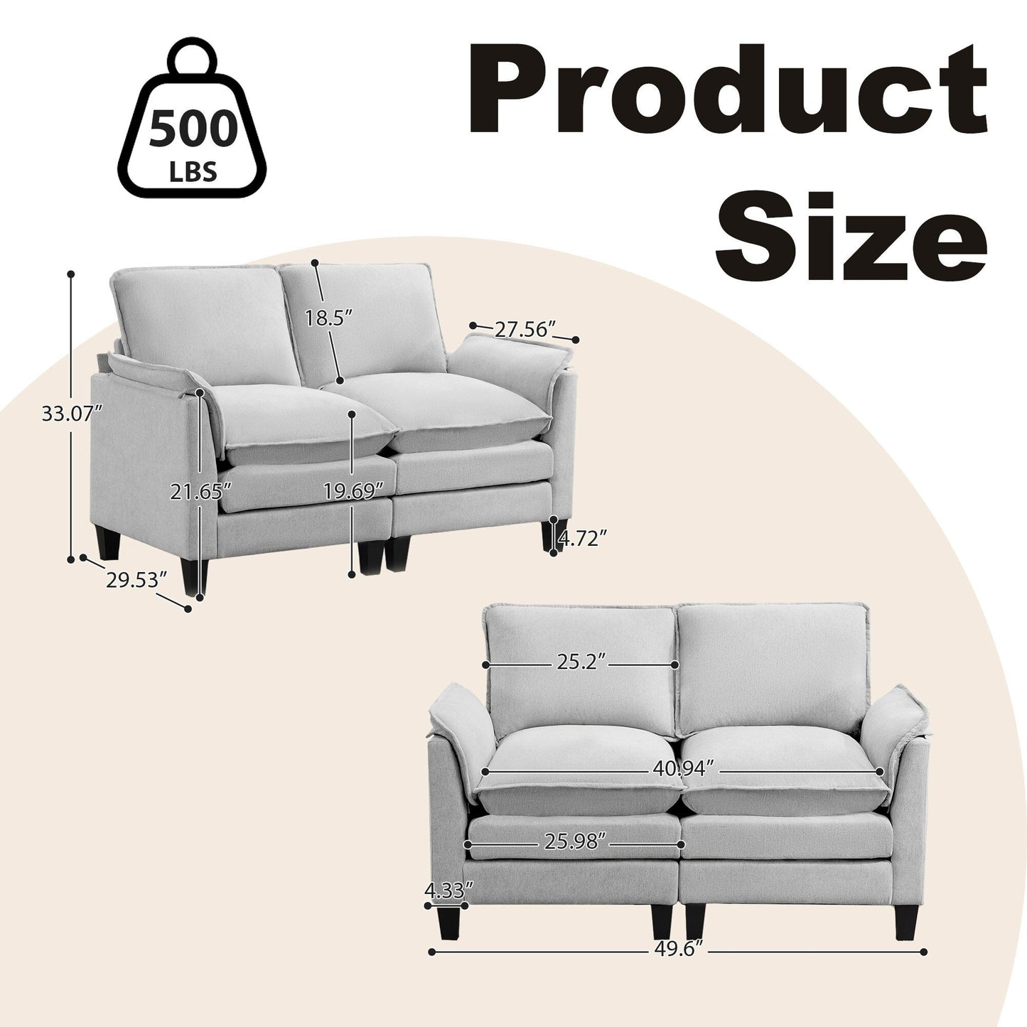 Luxury 2-Seat Sofa â?Cloud-Like Comfort, Sturdy Design â?For Living Rooms & Offices