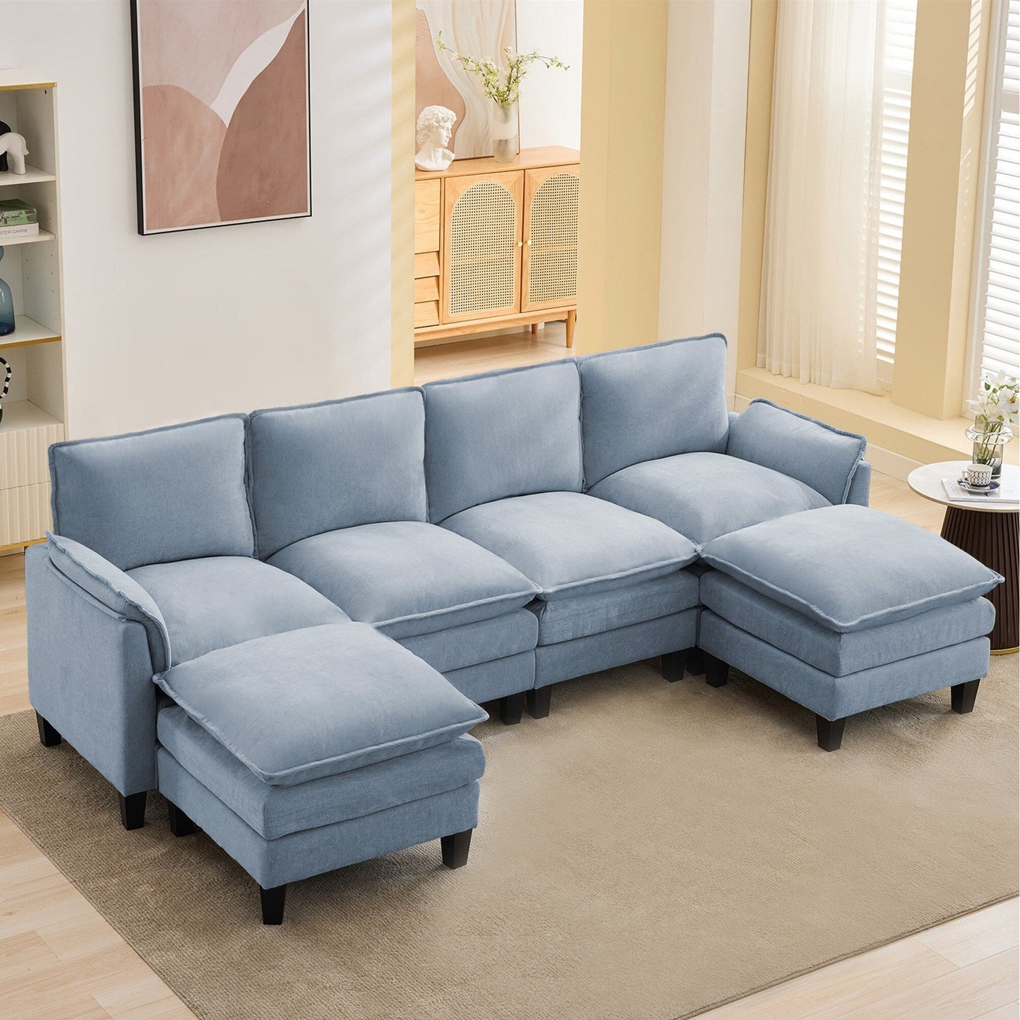 Luxury 4-Seater Sofa & Footstool â?Ultra-Plush, Multi-Room Comfort
