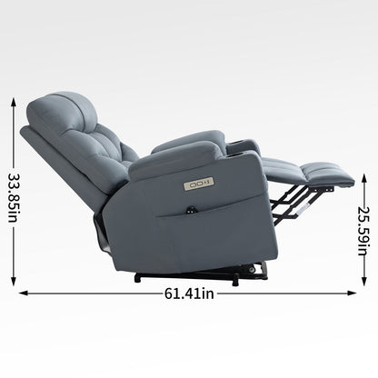 Lving Room Fabric Power Lift Recliner Chair for Elderly, Heavy Duty Motion Mechanism w/Massage and Lumbar Heating, Cup Holders