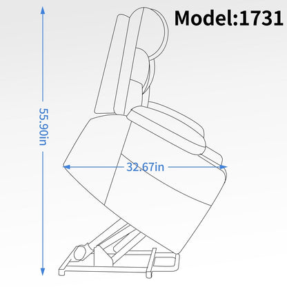 Lving Room Fabric Power Lift Recliner Chair for Elderly, Heavy Duty Motion Mechanism w/Massage and Lumbar Heating, Cup Holders