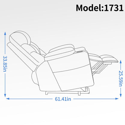 Lving Room Fabric Power Lift Recliner Chair for Elderly, Heavy Duty Motion Mechanism w/Massage and Lumbar Heating, Cup Holders