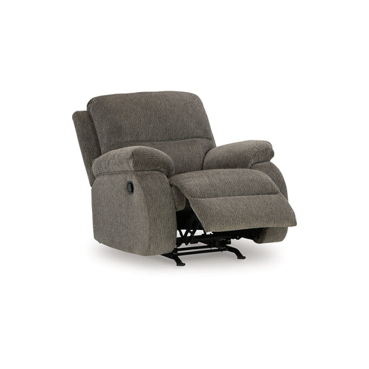 Lyla Manual Rocker Recliner Chair, Bustle Back, Brindle Gray Polyester